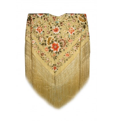 Natural silk hand embroidered shawl G53