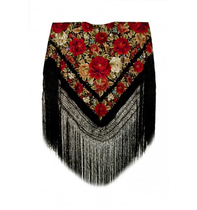 Natural silk hand embroidered shawl G75