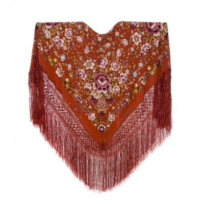 Natural silk hand embroidered shawl G333
