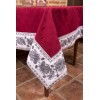 Jacquard tablecloth with red and white border 1303
