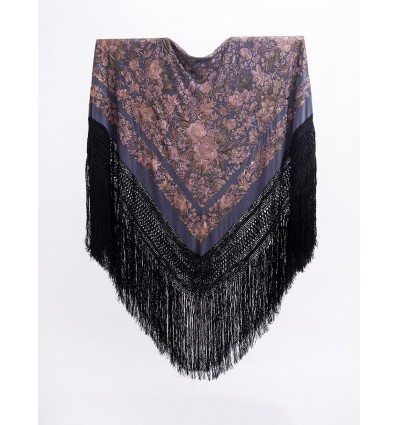 Natural silk hand embroidered shawl G363