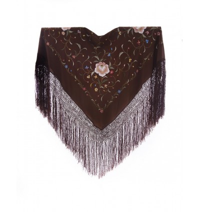 Natural silk hand embroidered shawl MD74