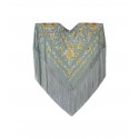 Natural silk hand embroidered shawl J495