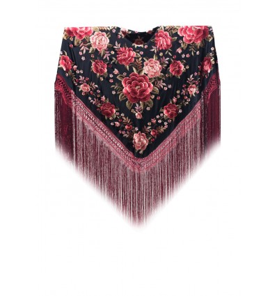 Natural silk hand embroidered shawl G115
