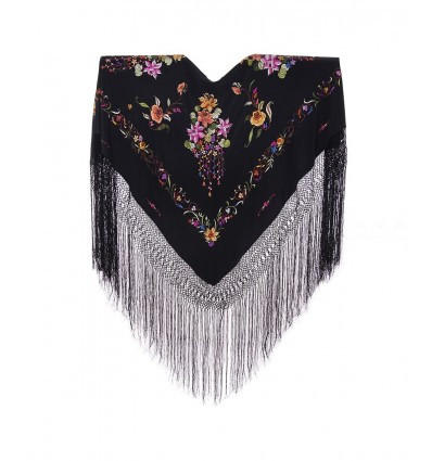 Natural silk hand embroidered shawl G312