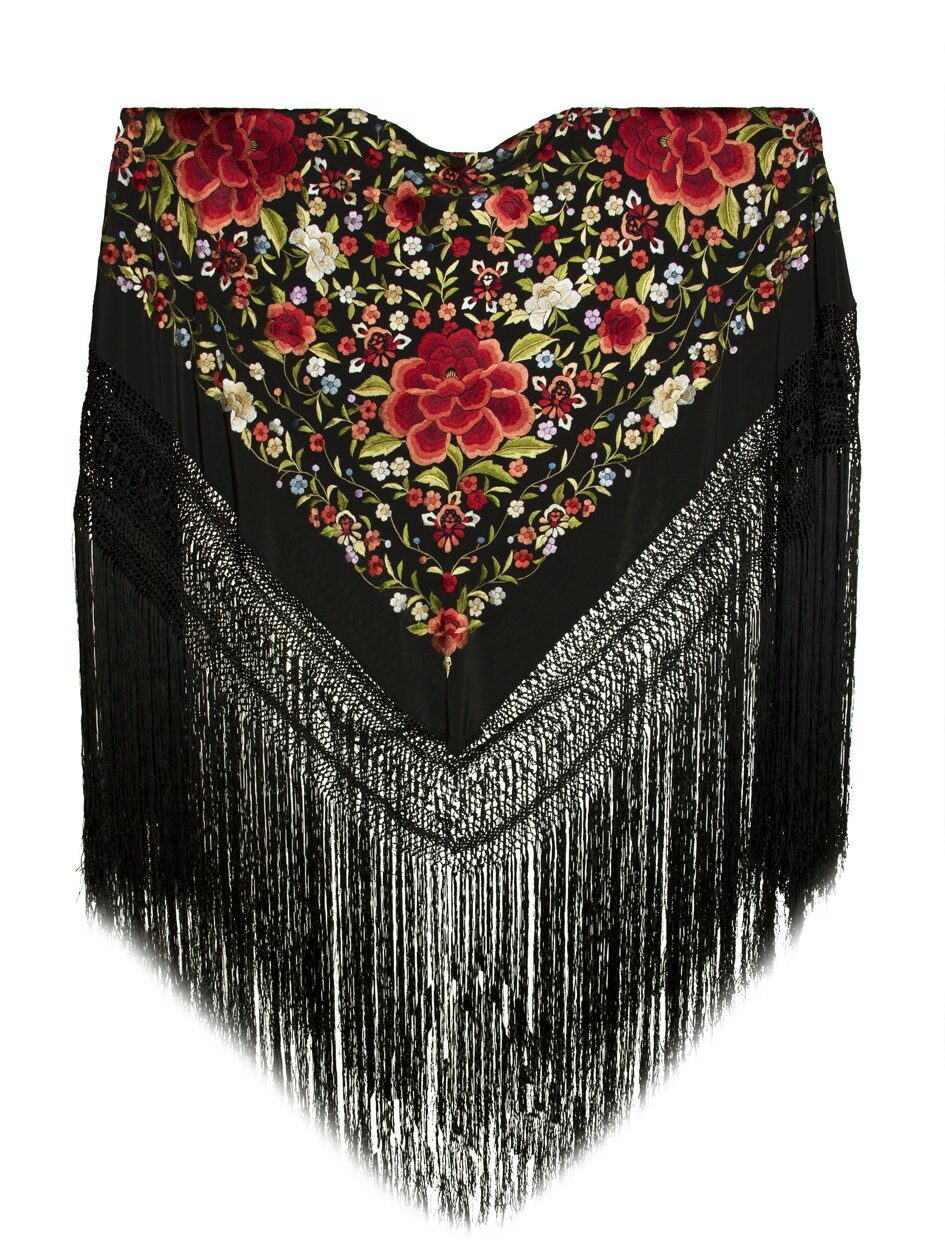 Mantón de Manila bordado a mano de seda natural MD78E