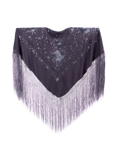 Mantón de Manila bordado a mano de seda natural MD122 negros