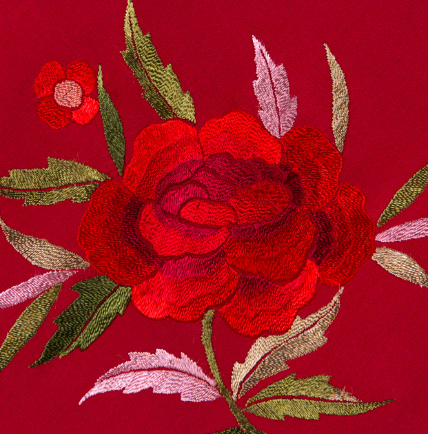 Mantón de Manila bordado a mano de seda natural MD86 - Imagen 2