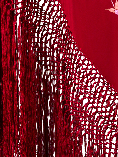 Mantón de Manila bordado a mano de seda natural MD86 - Imagen 3