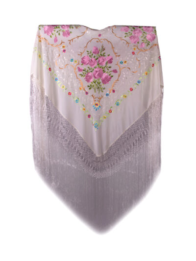 Mantón de Manila bordado a mano de seda natural J