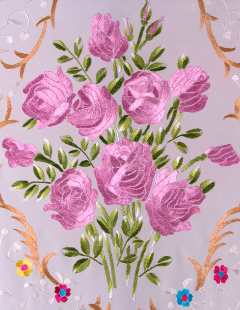 Mantón de Manila bordado a mano de seda natural J - Imagen 2