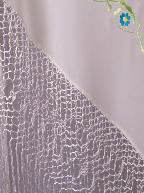 Mantón de Manila bordado a mano de seda natural J - Imagen 3