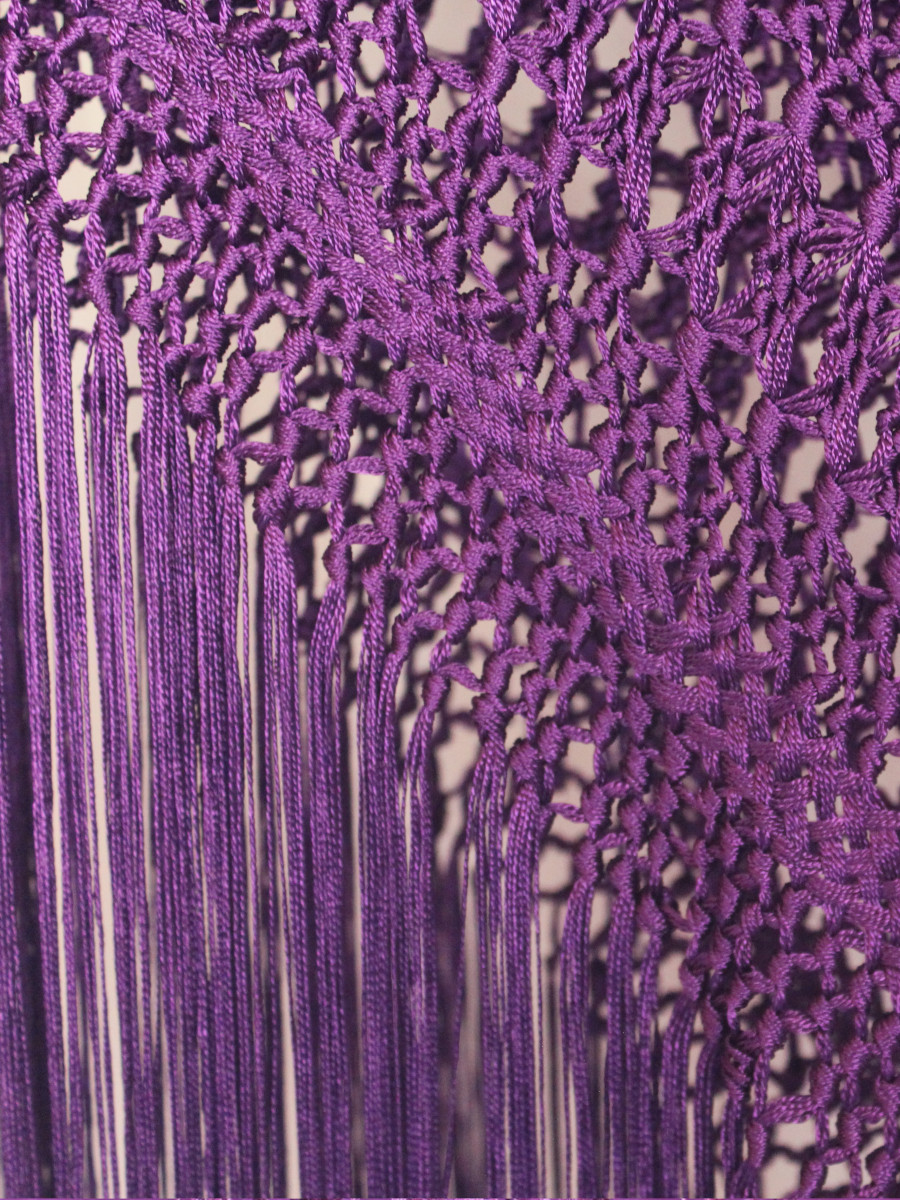 Mantón de Manila bordado a mano de seda natural G1E - Imagen 3