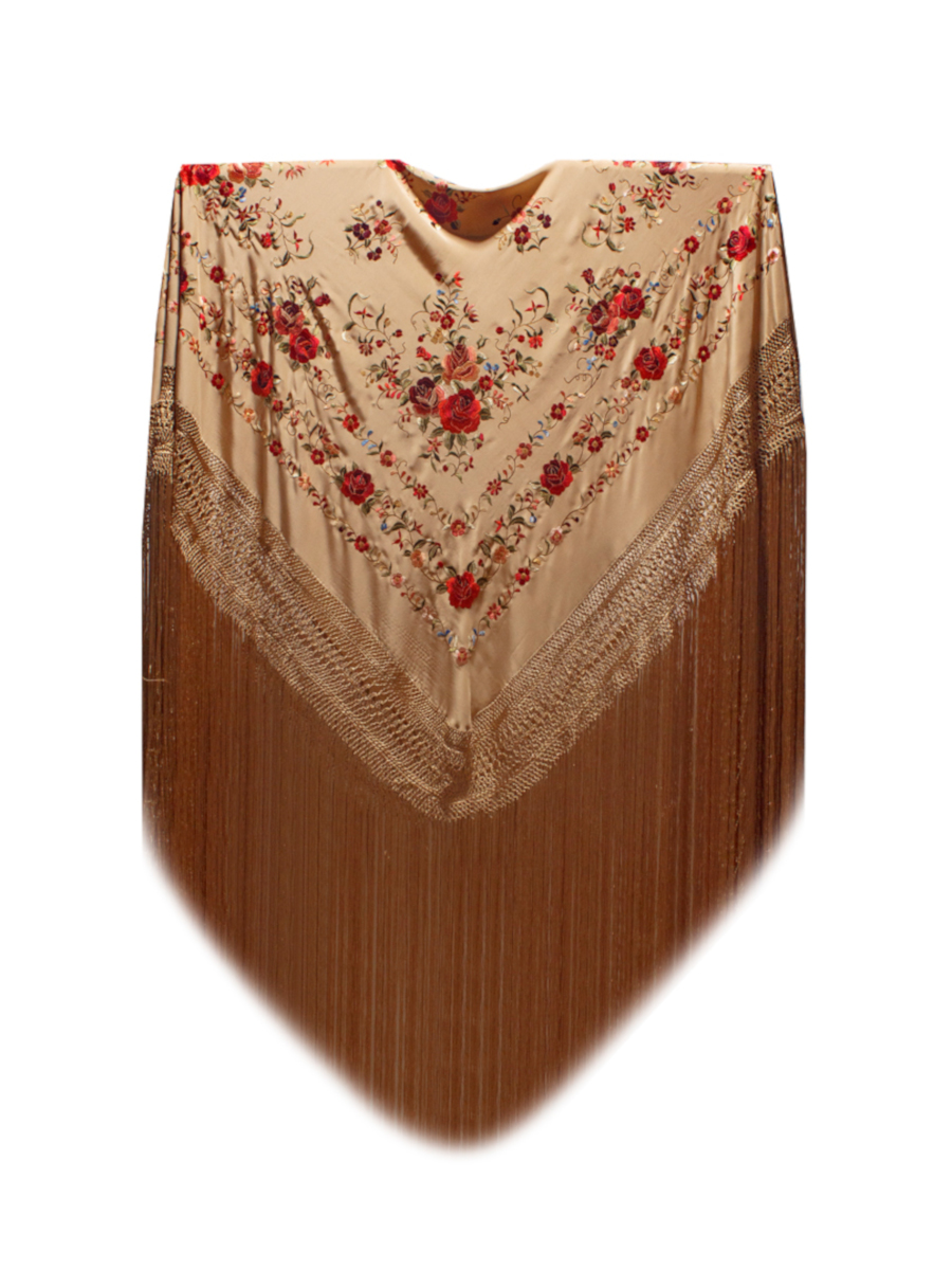 Mantón de Manila bordado a mano de seda natural G340