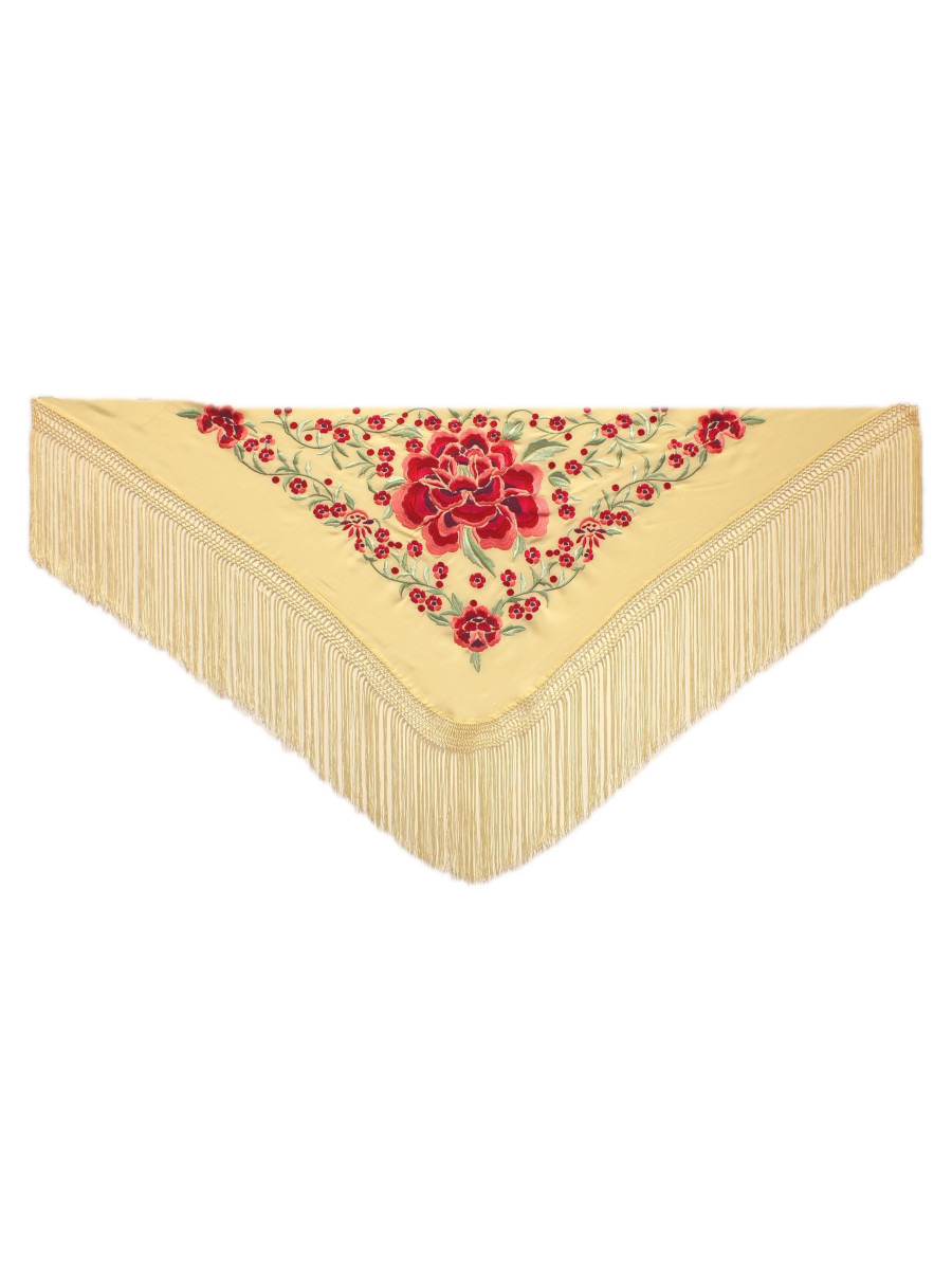 Mantoncillo flamenco bordado con rosa grande PN