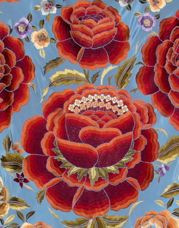 Mantón de Manila bordado a mano de seda natural G370 - Imagen 2