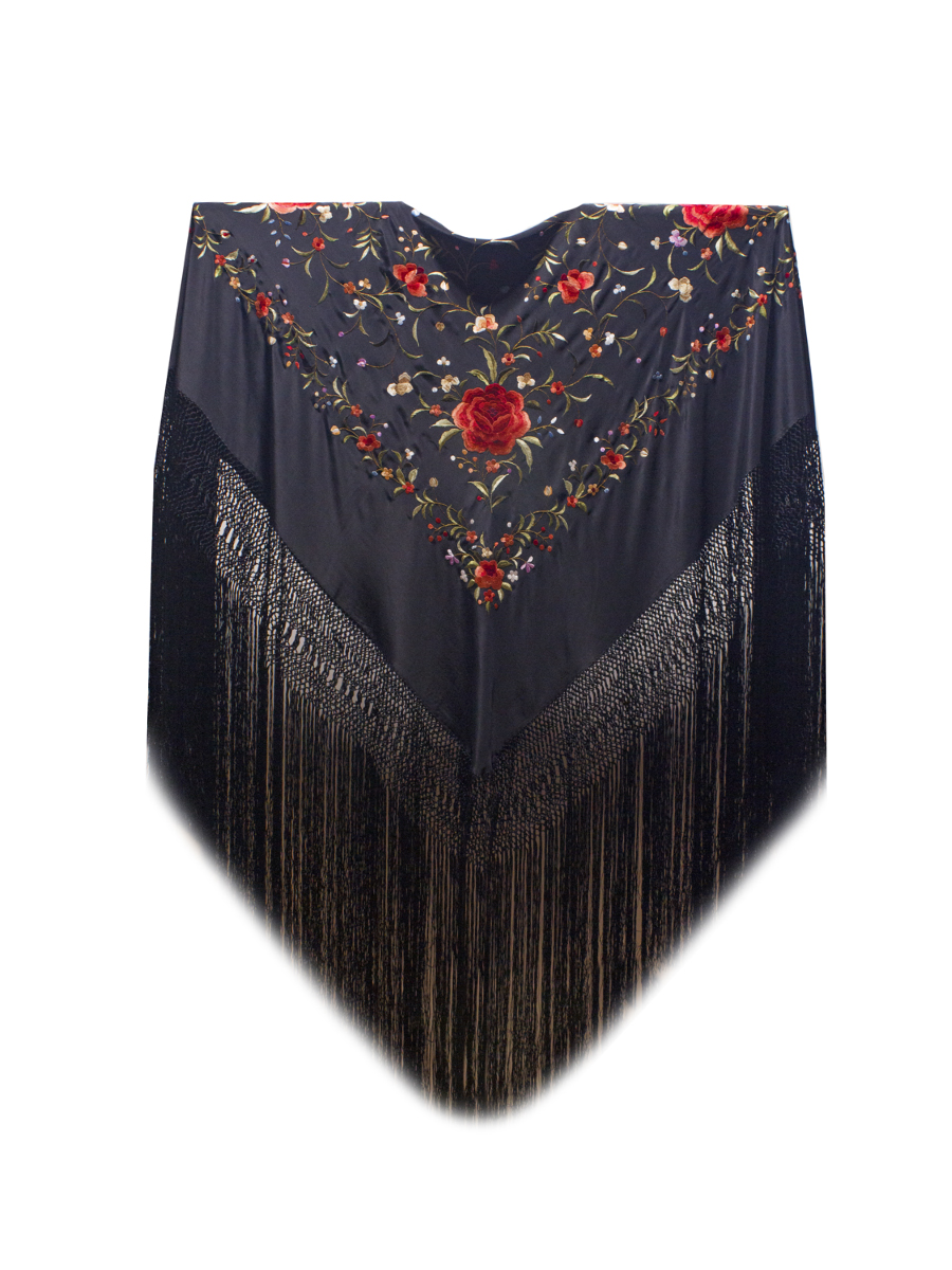 Mantón de Manila bordado a mano de seda natural G484