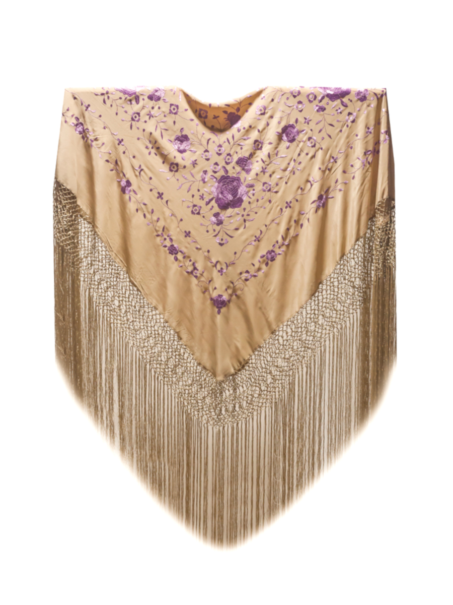 Mantón de Manila bordado a mano de seda natural AE