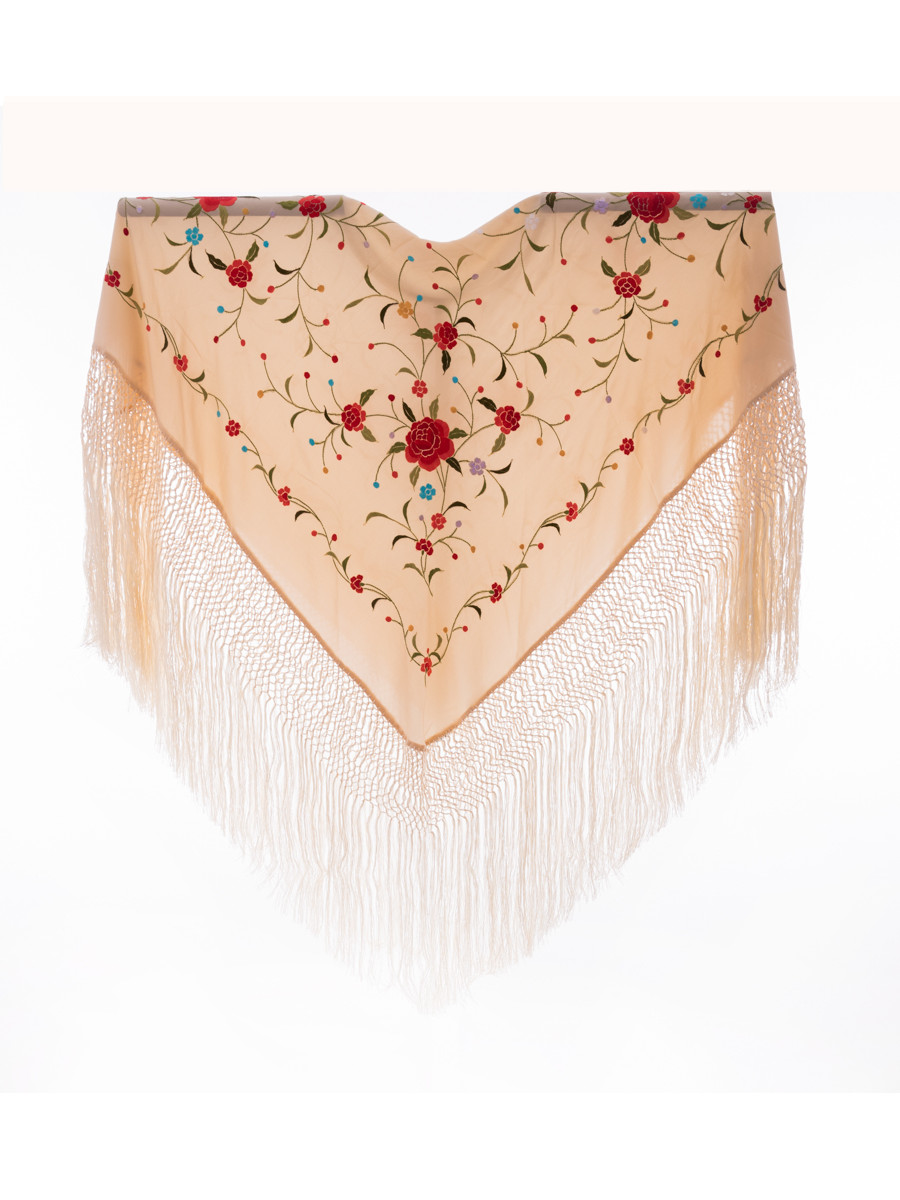 Mantón de Manila bordado a mano de seda natural MD55