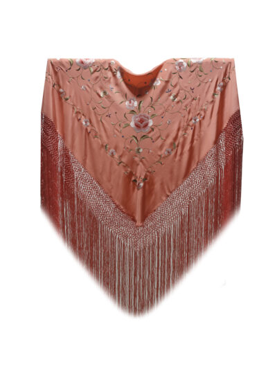 Mantón de Manila bordado a mano de seda natural MD162 rosas