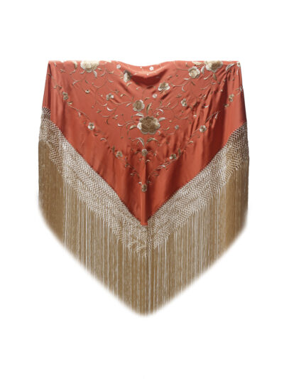 Mantón de Manila bordado a mano de seda natural MD162 rosas