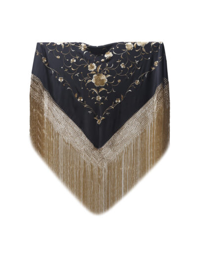 Mantón de Manila bordado a mano de seda natural MD162 negros