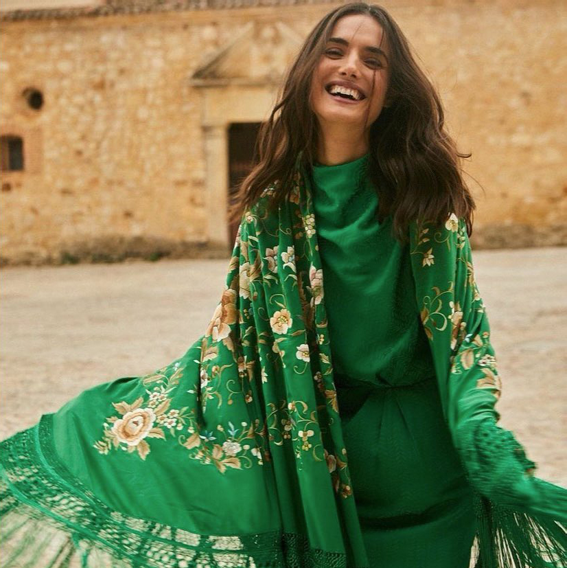 Mantón de Manila verde